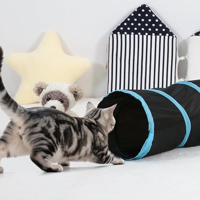 Pet Cat Tunnel, S-Shaped Tunnels for Indoor Cats, Collapsible Pet Tunnel for Kitten, Puppy, Rabbit, 25cm-Wide Tunnels, Durable & Breathable, with Peek Hole Toy Ball - Image 8