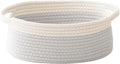 JMvicyroam Small Woven Basket, Empty Gift Basket, White&Grey/1 Pack | Small Gift Basket, Cotton Rope, 12 x 8 x 66 in, Handles, Includes Ribbon and Bag, Birthday Gift Basket by JMvicyroam