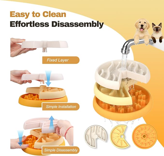 Slow Feeder Dog Bowl - 3-Tier Rotating Interactive Dog Puzzle Toy for Mental Enrichment & IQ Training - Anti-Gulping Bloat Stop Dog Feeder for Small & Medium Dogs and Cats, Food-Grade & Non-Slip - Image 6