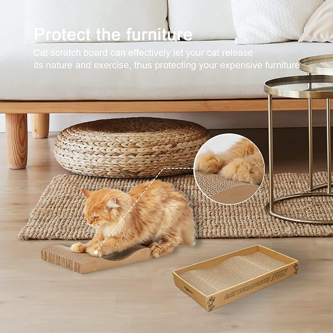 Cat Scratcher Pad Cardboard Scratch Box for Indoor Cats and Kittens | 2PCS in 1 Corrugated Scratching Board Reversible Durable with Catnip - Image 2