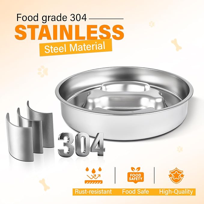 Slow Feeder Dog Bowl, Large Capacity 3-Cup 304 Stainless Steel Dog Food Bowl with Non-Slip Silicone Mat, Eco-Friendly, Slows Down Eating for Small, Medium & Large Dogs - Image 4