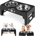 Jovrun Elevated Dog Bowls for Small Dogs and Cats, Non-Slip Cat Bowls with 1*Stainless Steel Dishes & 1*Slow Feeder Bowl, Dog Feeder 2 Heights Adjustable to 2.6"-5.3" by Jovrun