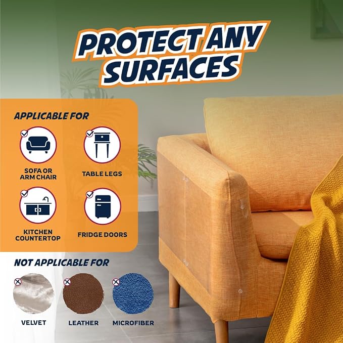 Panther Armor Cat Furniture Protector, 10 Clear Sheets with Twist Pins | Solid barrier shield, not a sticky deterrent. Couch protector from cat claws. 5 XL plus 5 large sheets, removable - Image 6