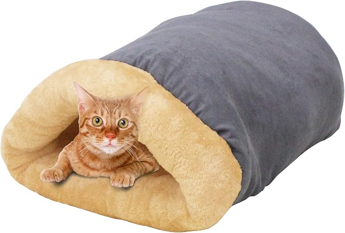4 in 1 Self Warming Burrow Cat Bed Hideway Sleeping Cuddle Cave | Keep Warming, Machine Washable, Easy to Clean, Soft & Comfortable, Pet Beds fo Cats & Dogs, Cozy Privacy Nook by GOOPAWS