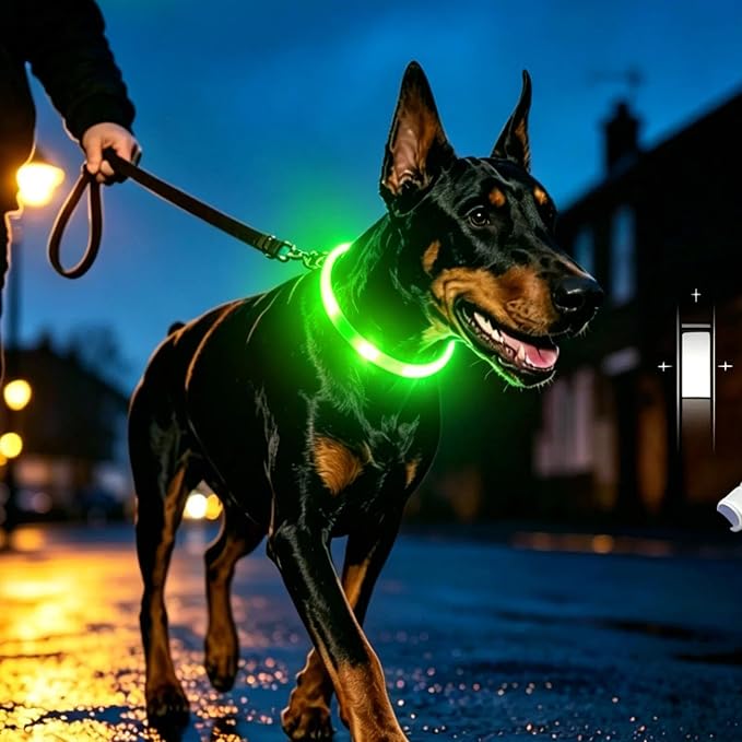 LaRoo LED Dog Collar, USB Rechargeable Flashing Light Dog Collar, Nighttime Safety, Cuttable Size for Small Medium Large Dogs, Makes Your Pet Visible in The Dark (Green) - Image 4