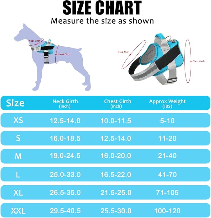 Dog Harness, No-Pull Reflective Dog Vest, Breathable Adjustable Pet Harness with Handle for Outdoor Walking - No More Pulling, Tugging or Choking (OceanicBlue, Medium (Pack of 1)) - Image 4