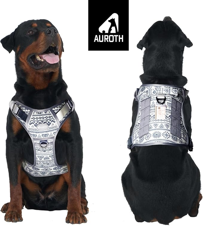 AUROTH Dog Harness for Large Dogs, No Pull Tactical Dog Vest with 2 Clips | Easy Control with handle, Adjustable, Reflective, Military K9, for German Shepherd Husky Walking, Bohemia Grey, Large - Image 9