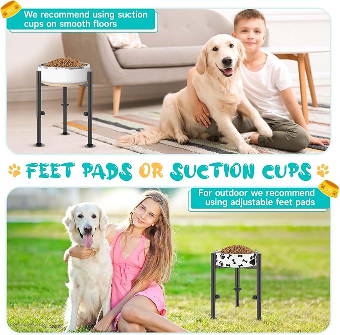 2 Pack Adjustable Dog Bowls Elevated Stand, 4 Heights, Wide 6-10" | Metal Raised Tall Single Food Bowl Holder, Sturdy Lifted Water Feeder for Medium Large Small Breed,H:8”/10”/12”/13.8” - Image 6