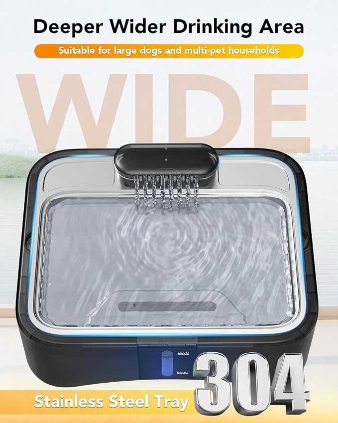UPSKY 8.5L Elevated Dog Water Fountain with 4 Heights Adjustable, Black | Larger Dog Water Dispenser, 304 Stainless Steel Tray, 5-Layer Filtration, Anti-skid, for Senior/Large Dogs & Multi-pet Homes - Image 6