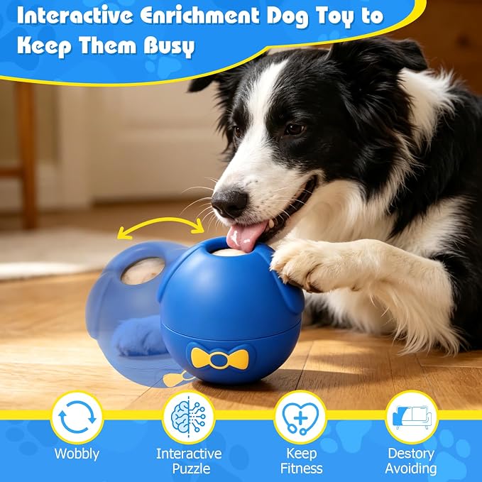Yipetor Wobbly Dog Chew Toy, Frozen Treat Lick Ball for Medium Large Dogs | 4IN Enrichment Toy, IQ Puzzle, Keeps Them Busy, Chew Resistant, Heavy Duty, BPA-Free Rubber & Dishwasher Safe - Image 4