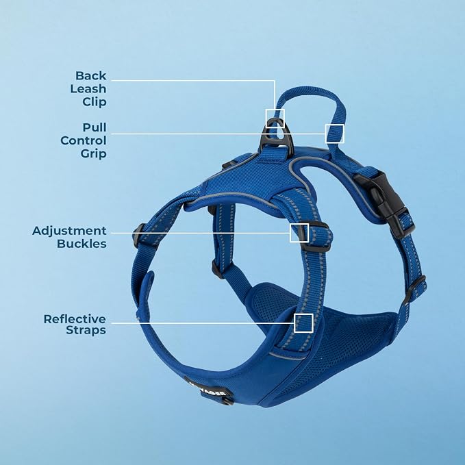 Voyager Dual Attachment No Pull Harness - Royal Blue, X-Small | 13 - 16" in Chest, No Pull Dog Harness, Fully Adjustable, 3M Reflective Technology, Front & Back D-Rings, Walking & Training - Image 5