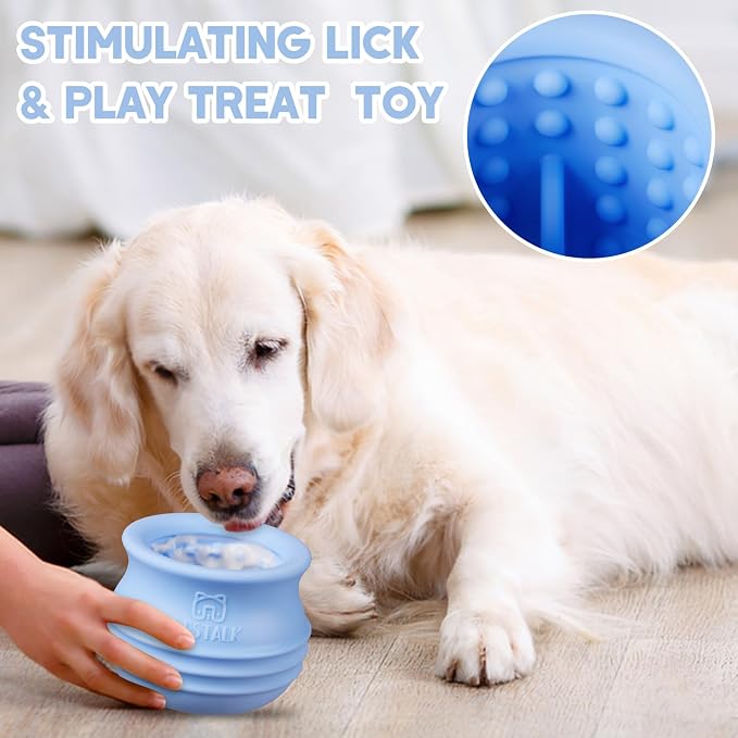 Dog Enrichment Treat Toy, Long-Lasting Wobbly Interactive Freeze Lick Toys for Dogs, Stuffable Puzzle Feeder Toy for Boredom, Silicone Treat Dispensing Chew Toy (Baby Blue,M) - Image 7