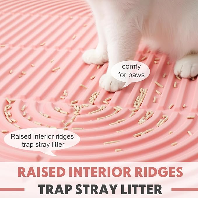 Pink 40"x 28" Cat Litter Mat Extra Large Waterproof Litter Box Mat Kitten Pet Trapping Rug Pad Easy to Clean Trapping Pad to Keep The Floor Clean for Multiple Pets Indoor Floor - Image 3