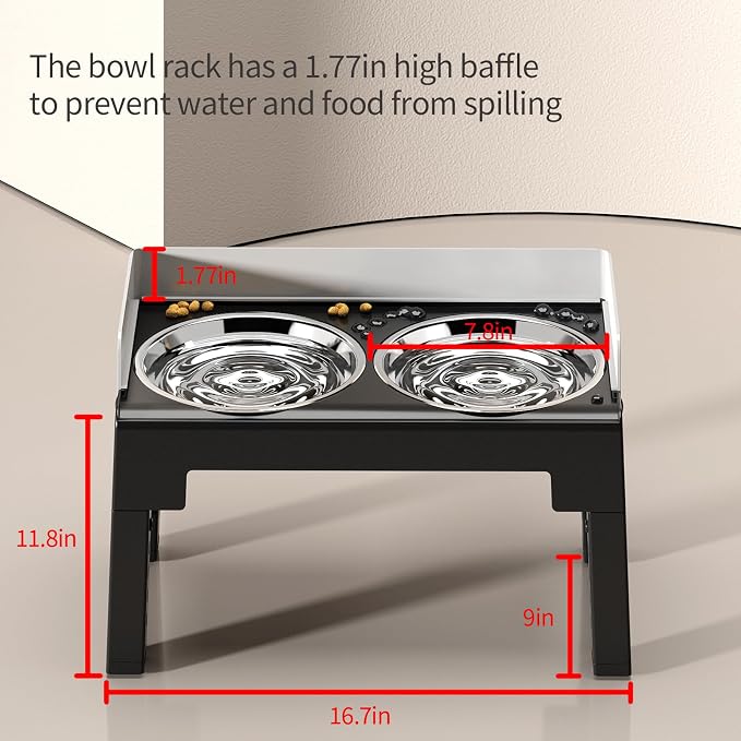 PAKEWAY Elevated Dog Bowls for Medium and Large Dogs, Spill Proof Tiltable Dog Feeder with 2 Stainless Steel Bowls, 6 Height Adjustable Raised Dog Bowl Stand - Image 4
