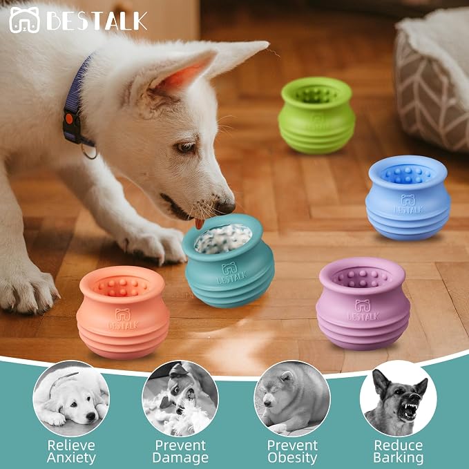 Dog Enrichment Treat Toy, Long-Lasting Wobbly Interactive Freeze Lick Toys for Dogs, Stuffable Puzzle Feeder Toy for Boredom, Silicone Treat Dispensing Chew Toy (Teal Blue,M) - Image 5