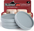 Yelanon Furniture Coasters - 4 Pcs 4”Round Furniture Caster Cups - Non Slip Pads Hardwood Floors Non Skid Grippers Rubber Furniture Feet - Anti Slide Floor Protector for Bed Couch Stoppers Gray by Yelanon