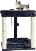 SYANDLVY Small Cat Tree for Indoor Cats with 2 Levels Perch Platforms | Natural Sisal Scratching Post Tower with Hanging Bell Ball & Anti-Tip Strap, Stable Cat Perch Furniture for Kittens, Smoky by SYANDLVY