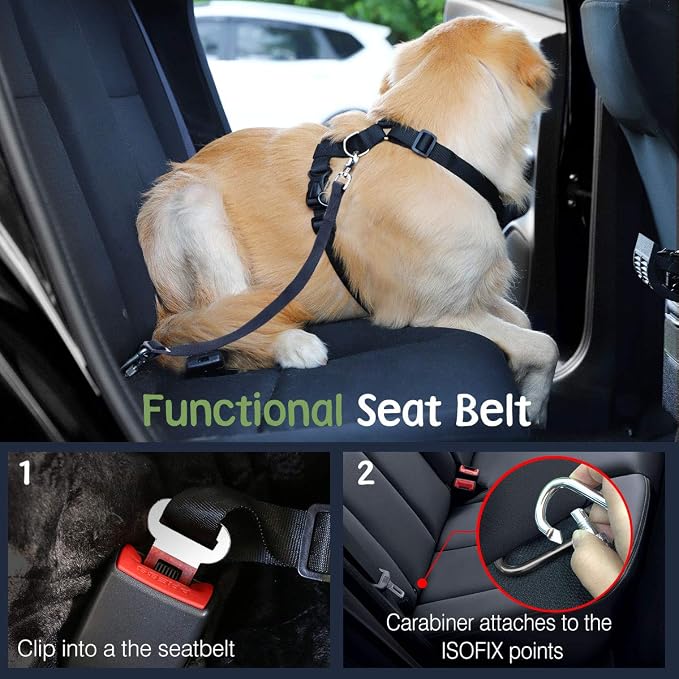 VavoPaw Dog Seat Belt Vest Harness for Car, 2 in 1 Seatbelt Buckle | Soft Breathable Mesh, Adjustable Buckle, Nylon, Heavy Duty Pet Safety Seat Belts for Small Medium Large Pets, Purple, L - Image 5