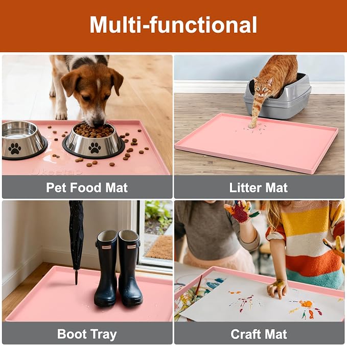 34" x 22" Extra Thick Silicone Mat Waterproof with Raised Edge, Pink | Under Sink Mat for Kitchen & Bathroom, Kitchen Cabinet Liner, Multi-Purpose for Storage & Protection - Image 8