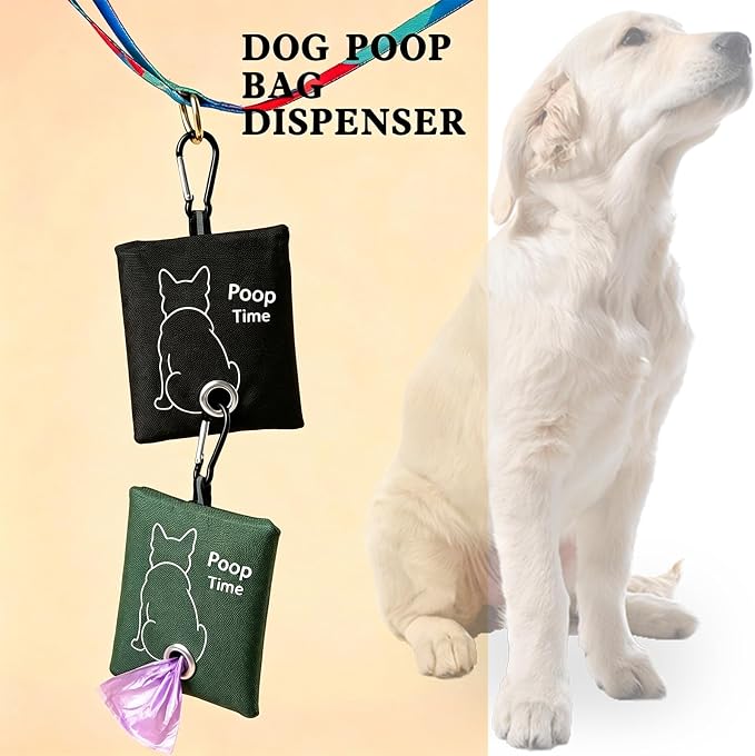 Green Dog Poop Bag Dispenser for Leash (Military green) | Carabiner Clip, Easy Bag Dispensing, Leash Attachable, Funny Design - Image 6