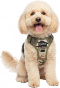 Dog Harness No Pull, Adjustable Pet Vest Harness, Super Soft Material with Vertical Handle Easy Control, Reflective Night Walking, 2 Leash Clips for Small Sized Dogs, Camo Green, S by MyFUNFOX