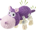TOOPTATE Hippo Squeaky Dog Toy, Purple, Medium | Cute Plush Design, Rope Legs for Tugging, Helps Keep Dogs Busy, Suitable for Small, Medium, and Large Dogs by TOOPTATE