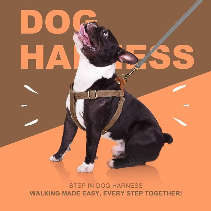 Step in Dog Harnes for Medium Dogs, Brown, M, Chest 19-28" | Freedom Nylon Dog Halter Vests with Metal Buckles, Easy On and Off, Adjustable Straps, Escape-Proof, Easy Walking Training - Image 5