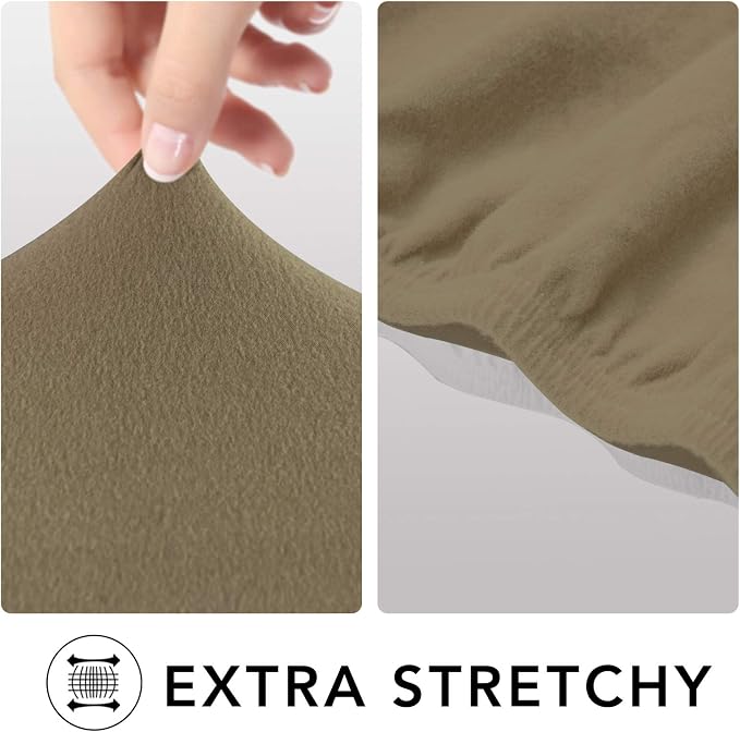 PureFit Stretc Recliner Chair Covers Fleece Soft Couch Covers for Sofa | Tan 4-Pieces Recliner Slipcover Pocket Couch Protector, Fleece Sofa Cover Washable with Non Slip Elastic Bottom - Image 4