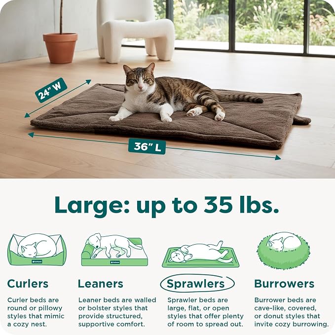 FurHaven ThermaNAP Self Warming Cat Mat, Dog Bed for Crates with Self-Warming Technology for Cozy Rest, Fully Machine Washable, Large, Plush Faux Fur, Espresso - Image 3