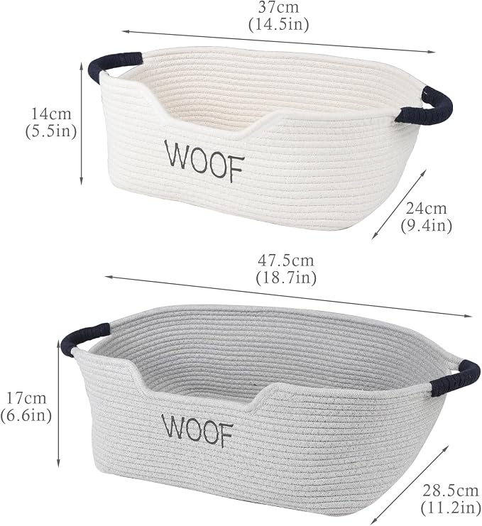 Morezi Dog Toy Basket 2 Pieces Woven Dog Toy bin Low in Front Organizer Storage - Perfect for Collecting Puppy Combs Shampoo Brushes Towel Grooming Stuff in Bathroom playroom Closet - Image 3