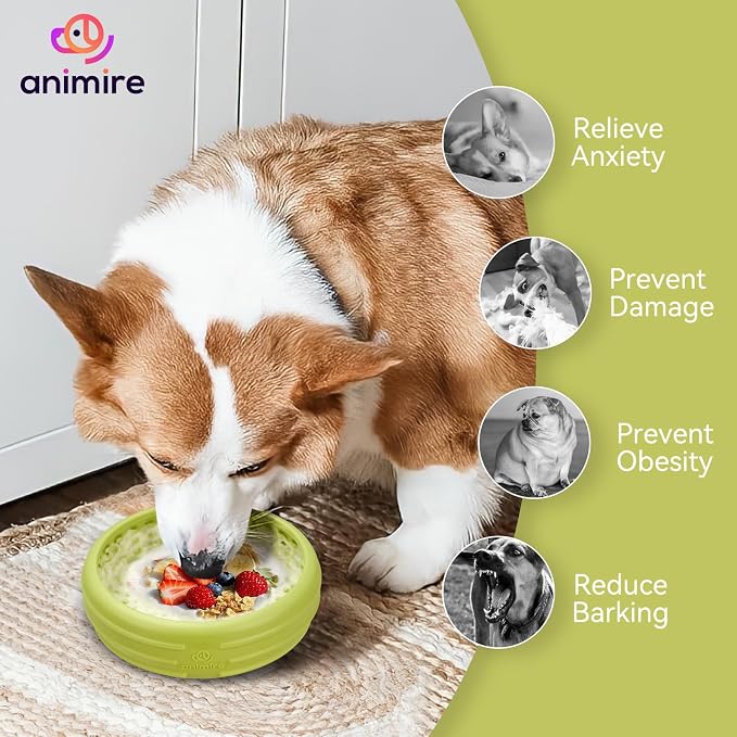 Dog Lick Bowl, Animire Freeze Lick Mat for Dogs, Non-Slip Slow Feeder Licking Bowl Enrichment Treat for Distraction Anxiety Relief, Food Grade Silicone, Dishwasher Safe(Green,S) - Image 4