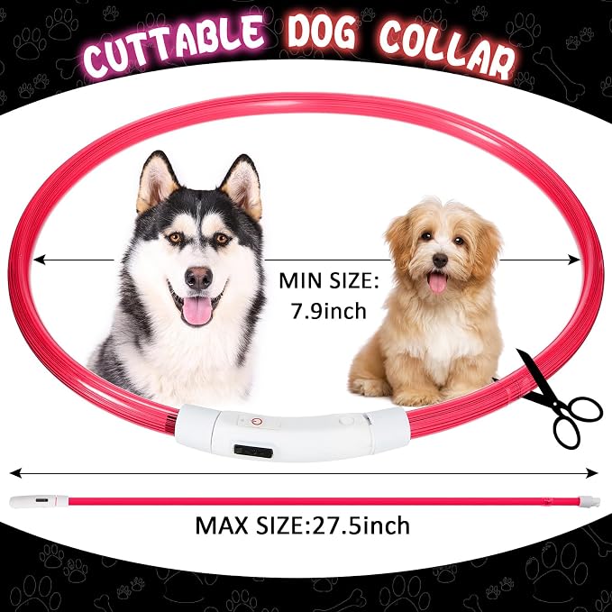 Frienda 4 Pcs LED Dog Collars, USB Rechargeable, Classic Style, 2 Colors | Dog Necklace Collars, Doggy Light Collar for Night Walking, Adjustable Safety Lamp Pet Collars for Large Medium Small Puppy - Image 2