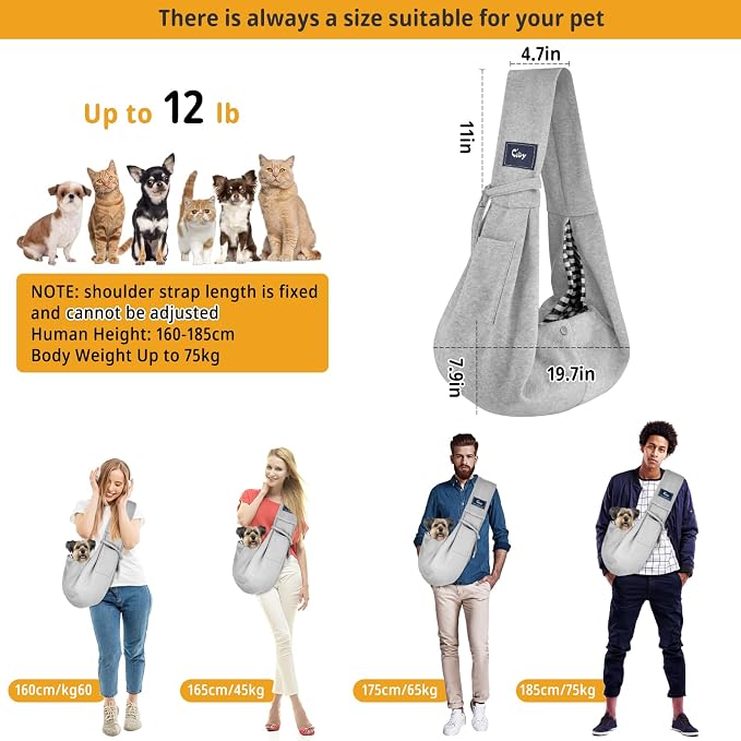 CUBY Dog and Cat Sling Carrier - Hands Free Reversible Pet Papoose Bag - Soft Pouch and Tote Design - Suitable for Puppy, Small Dogs Cats Outdoor - Image 6