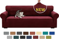 XINEAGE Stretch Jacquard XL Sofa Cover, Non Slip Sofa Slipcover for Dog | High-Stretch Fabric. Wear-Resistant, Pet Friendly. Easy Install & Washable for Living Rooms, Offices.Wine Red by XINEAGE