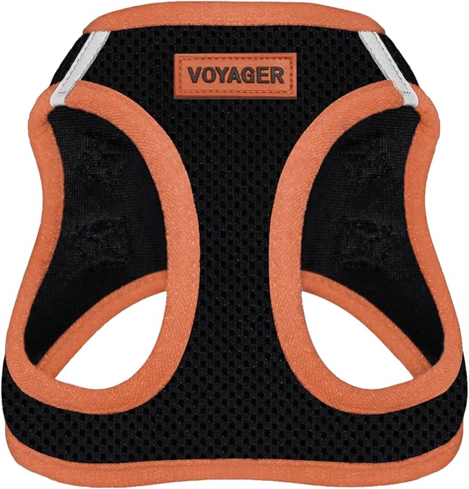Voyager Step-in Air Dog Vest Harness - Black/Orange Trim, Medium | 16 - 18" in Chest, Reflective Bands, All Weather Breathable Air Mesh, Cats Compatible, Lightweight, Fast Drying by BestPetSuppliesLLC