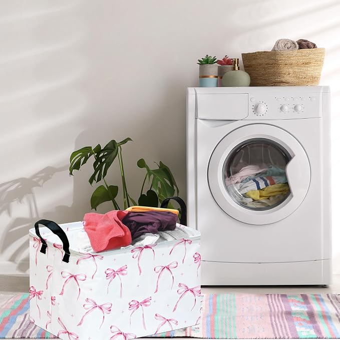 Storage Basket Home Shelf Basket Clothes Laundry Hamper | Rectangle Organizer Box Nursery Bin Gift Laundry Basket with Handles for Home - Image 3