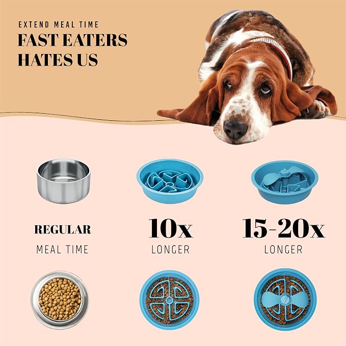 AVERYDAY Slow Feeder Dog Bowls for Large Breed, 2.5 Cups Deep Food Puzzle Bowl with Spinning Slow Feeder Insert, Non-Slip Bottom, Fits for Raised Stand, Hard Maze Design for Medium and Large Dogs - Image 5