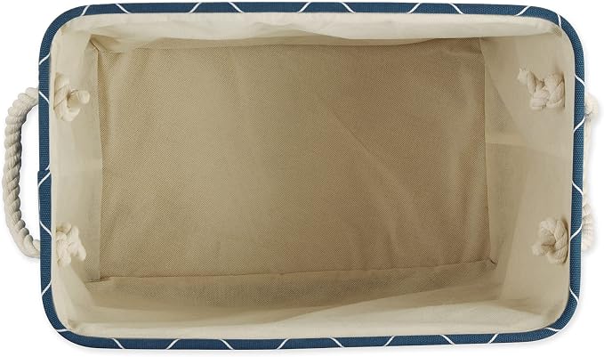 Bone Dry Pet Storage Paw and Bone, Trellis Collection, Medium Rectangle, 16x10x12, Navy - Image 2