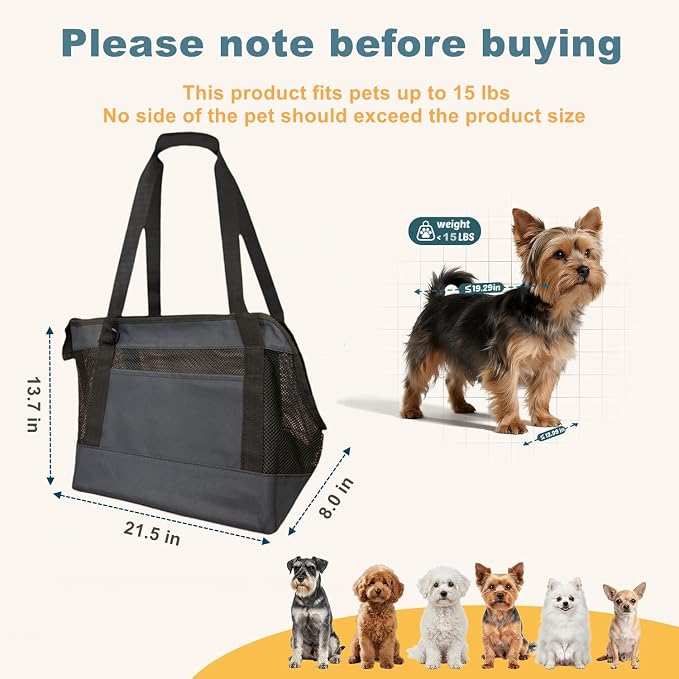 Dog Purse Carrier for Small Dogs with Pocket,Dog Carriers Soft Sided,Pet Carrier Purse for Puppy and Cats Up to16 lbs,Dogs and Puppies Tote Bag Carrier,Collapsible Travel Puppy Carrier - Image 2