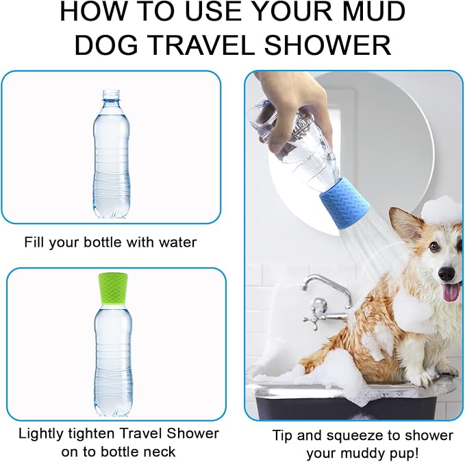 Silicone Dogs Shower Sprayer Head Attachment - Pet Shower Cap Sprinkler | Portable Outdoor Shower Heads for Camping, Hiking, Beach - Fits Most Plastic Mineral Water Bottle, 1 Pack Green - Image 3