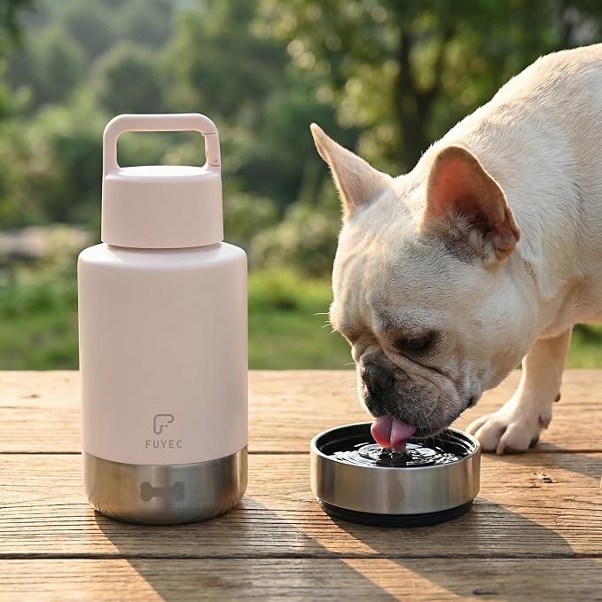 Dog Water Bottle 32oz, Insulated Stainless Steel Travel Water Dispenser with 2 Detachable Dog Bowls for Food and Water, Leak Proof Portable Pet Drinking Cup for Walking Hiking Camping - Image 4