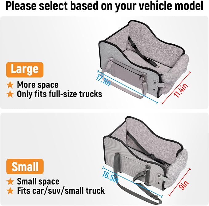 TKYZ Center Console Dog Car Seat for Small Dogs,Fit for Full Size Truck | Soft Pillow,Double fixation,PU Leather Easy To Clean,Pet Booster with Safety Belt,Puppy Car Seat for Small Dogs 0-30 lbs - Image 4