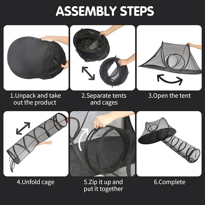 Cat Tent Outdoor, Pet Enclosure Tent Suitable for Cats and Small Animals, Indoor Playpen Portable Exercise Tent with Carry Bag(Pet Tent& Tunnel) S | Pop Up Catio, Waterproof PE Base, Anti-Bug Mesh, Firm Steel Rods, Kitten Small Animal Travel Yard Gear,... - Image 5