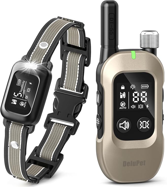 2-in-1 Dog Bark & Shock Collar with Remote, 4500FT Training Range | Combines Bark Control & Training Modes, IPX8 Waterproof, LED Light, Rechargeable, Fits 10-100lbs Small, Medium & Large Dogs by FollowDeluPettoGetSurprise%EF%BC%81