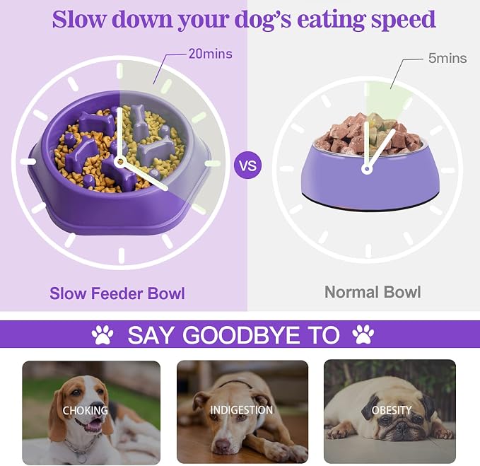UPSKY Slow Feeder Dog Bowl Anti-Chocking Slower Feeding Pet Puzzle Bowls | Interactive Bloat Stop Dog Food Dishes, Non-Slide Dogs Lick Treat for Small Medium, Slow-Eating Maze Design, Easy to Clean - Image 3