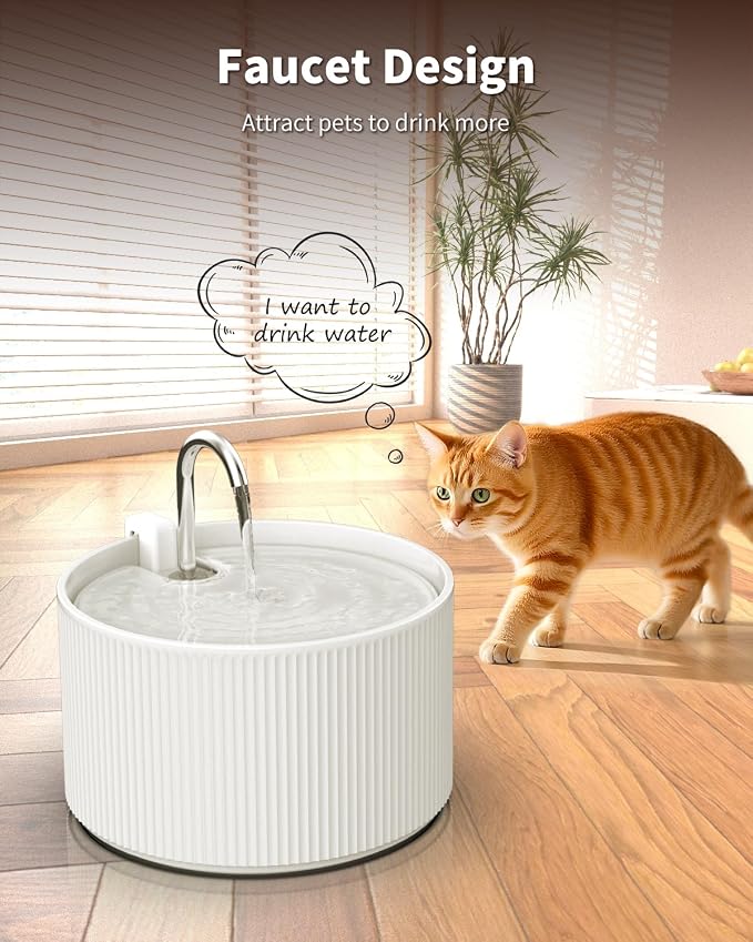 Ceramic Cat Water Fountain, 2.2L/74oz Cat Drinking Fountain | Quiet Pet Fountain for Indoor Cats and Small Dogs, BPA-Free Ceramic, Easy to Clean - Image 5