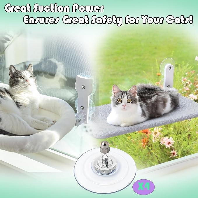 4 Pack Cat Window Perch Suction Cup - Strong Adhesive Replacement Suction Cups with Screws for Foldable & Cordless Cat Window Hammock Seat, Holds up to 40 lbs - Image 3