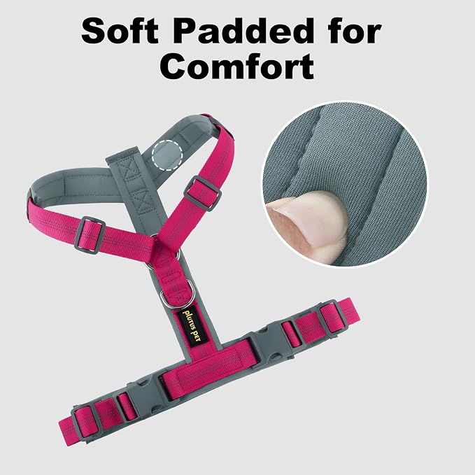 Plutus Pet No Pull Dog Harness, Adjustable Nylon Harness with Soft Padding | Reflective with Front Clip, Heavy Duty for Training and Walking, for Small Medium Large Dogs, Hot Pink, L - Image 3