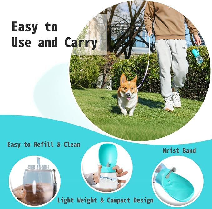 Kalimdor Dog Water Bottle,Leak Proof Portable Puppy Water Dispenser with Drinking Feeder, Dog Walking Accessories for Pets Outdoor Walking, Hiking, Travel, Food Grade Plastic - Image 4