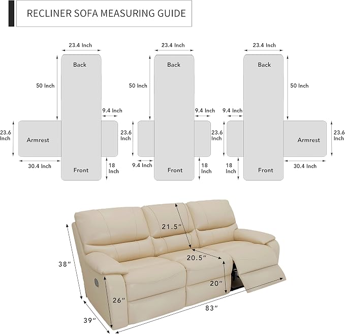 Easy-Going Reversible Couch Cover for 3 Seat Recliner Sofa, White/White | Washable Sofa Slipcover For Dogs, Sofa Cover For Recliner, Furniture Protector Mat, Pet Friendly - Image 6